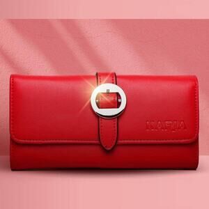 KARIA Women's Long Wallet Red Card Holder High Quality Great for to gift NEW
